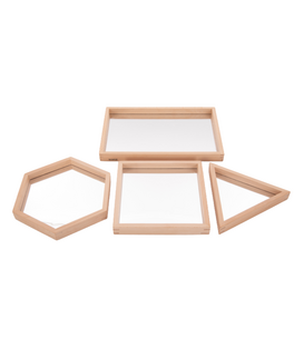 Houten Vormen Spiegeltray's (4-delig)