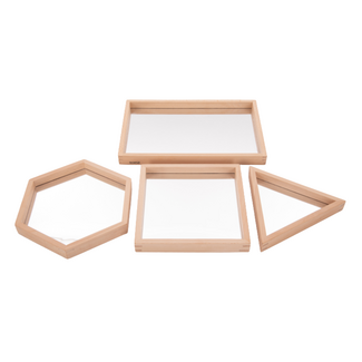  TickiT Houten Vormen Spiegeltray's (4-delig)