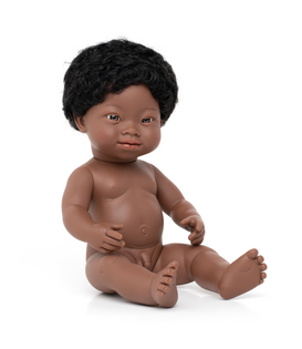 Pop Jongen Afrikaans met Syndroom van Down (38 cm)