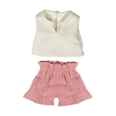 Miniland - Poppen Kledingset - Wit Shirt & Roze Broek (pop 38 cm)