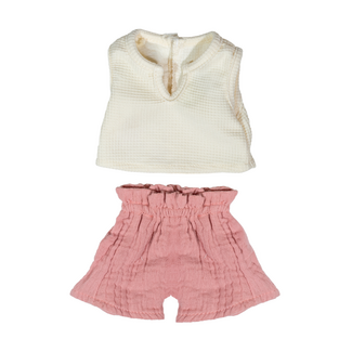 Miniland Miniland - Poppen Kledingset - Wit Shirt & Roze Broek (pop 38 cm)