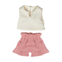 Miniland - Poppen Kledingset - Wit Shirt & Roze Broek (pop 38 cm)