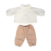 Miniland - Poppen Kledingset - Witte Polo & Bruine Broek (pop 38 cm)