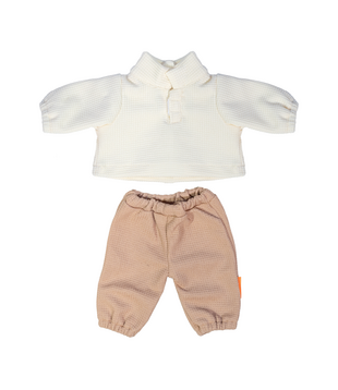 Poppen Kledingset - Witte Polo & Bruine Broek (pop 38 cm)