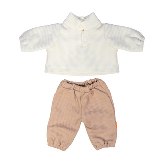 Miniland Poppen Kledingset - Witte Polo & Bruine Broek (pop 38 cm)