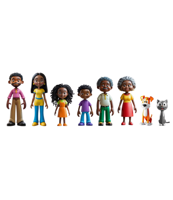 Miniland Miniland - Poppetjes Set Donkere Huidskleur (8-delig)