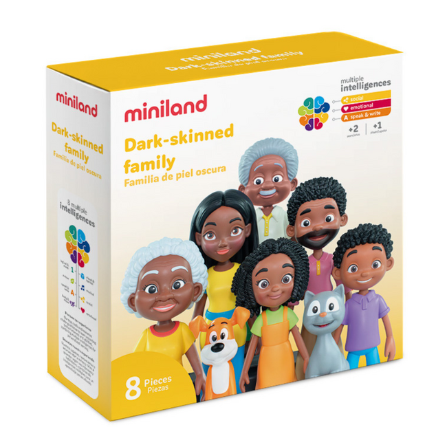 Miniland - Poppetjes Set Donkere Huidskleur (8-delig)