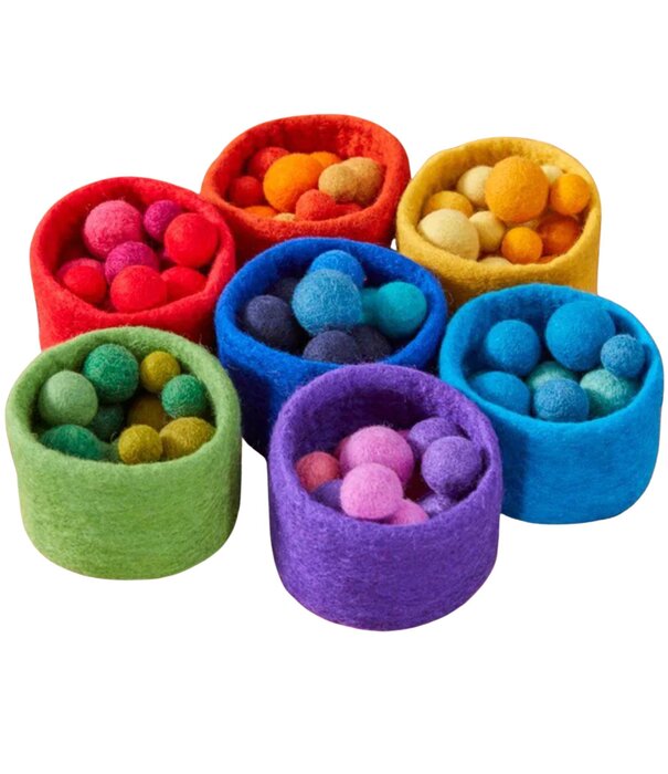 Cosy Cosy - Regenboog Vilten Sorteer Kommen & Ballen