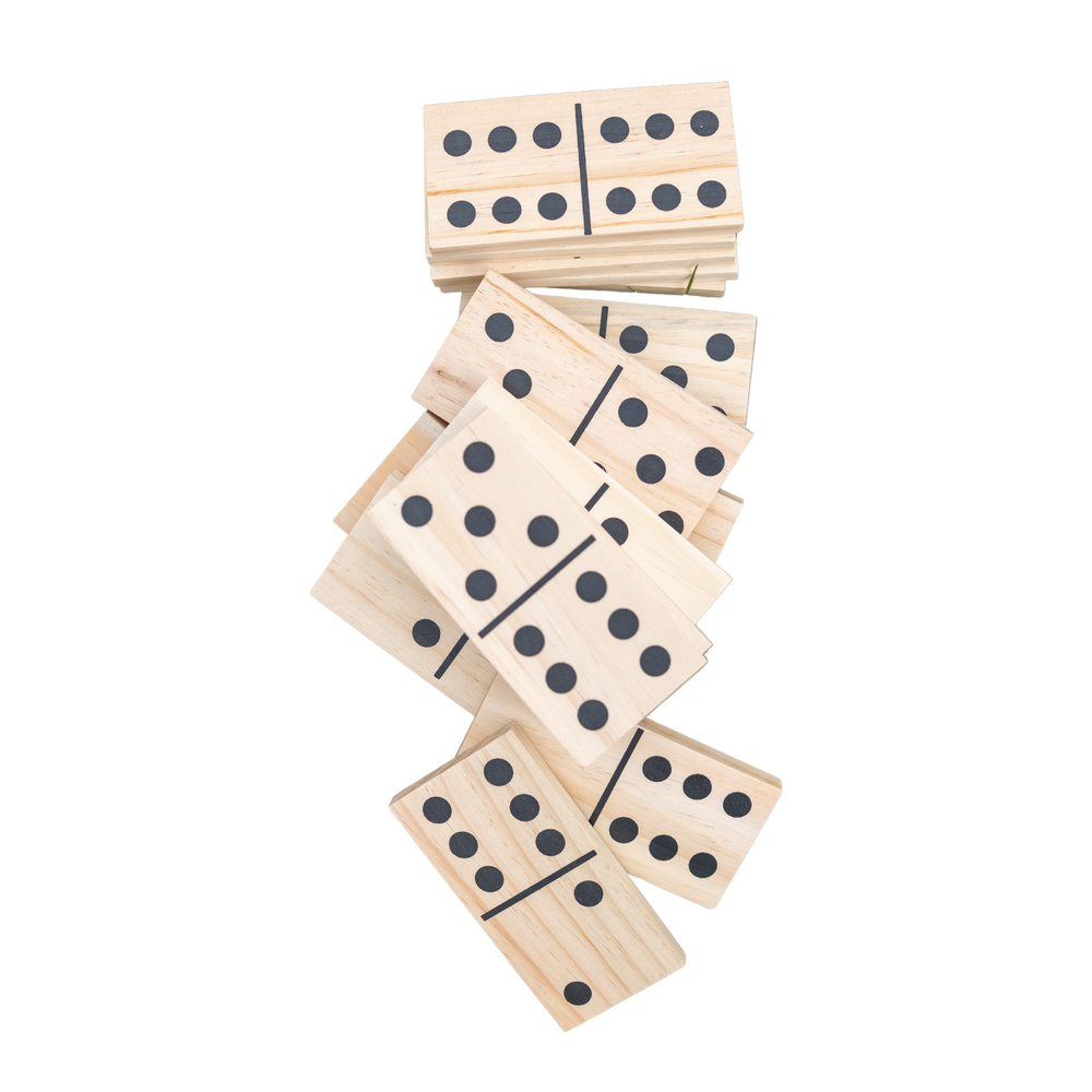 Domino spel dubbel/double 6 in houten doos en 112x gekleurde stenen