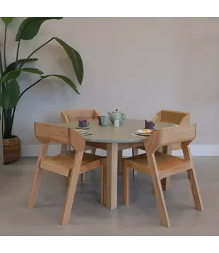 Tafel Rond Set Sage Groen (Ø 90cm ) - Peuter (5-delig)