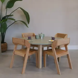 Kids By Design Tafel Rond Set Sage Groen (Ø 90cm ) - Peuter (5-delig)
