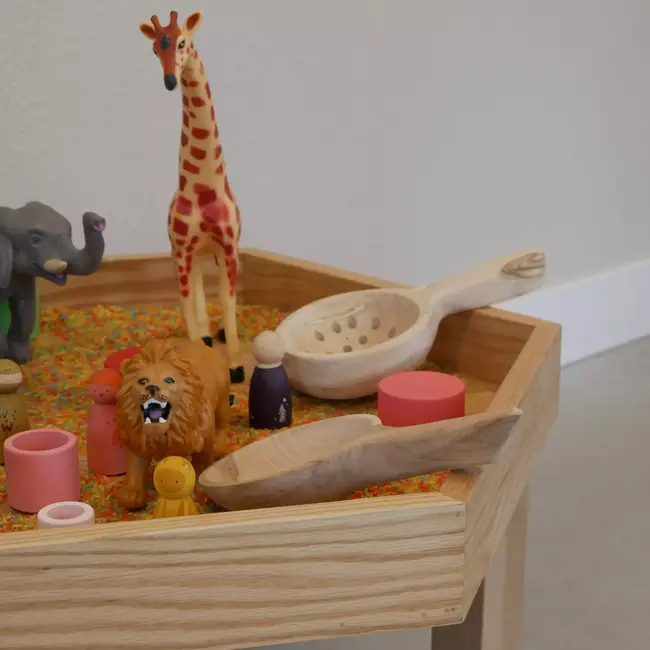 Kids By Design - Zeshoekige Eiken Activiteiten Speeltafel met Rand - Alleen Tafelblad