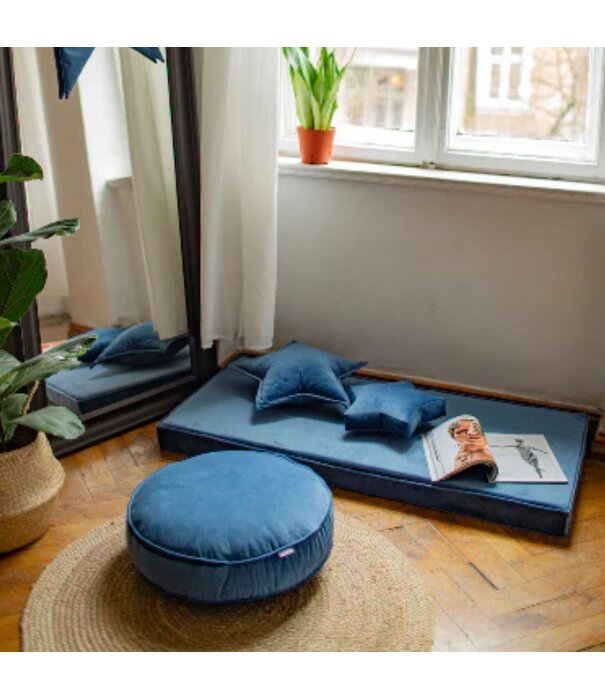 Betty's Home Betty's Home - Poef Velvet - Blauw