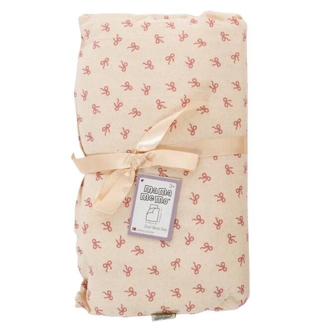 Mamamemo - Poppen Bed Set - Roze Strik (50 cm)