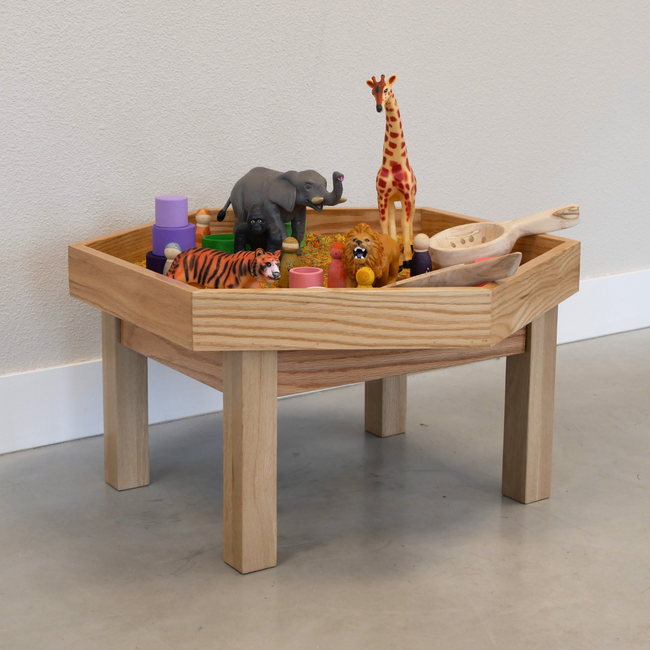 Kids By Design - Zeshoekige Activiteiten Tafel met Rand Eiken - BSO H 58 cm