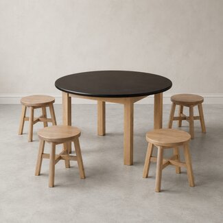 Kids By Design Tafel Rond Set Zwart (Ø 90cm ) - BSO (5-delig)