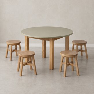 Kids By Design Tafel Rond Set Sage Groen (Ø 90cm ) - BSO (5-delig)