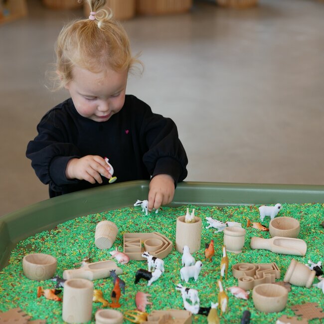 JUTTER & Co. || Ready to Play Speelpakket met Speelrijst - Tuff Tray Peuter/Kleuter 'de Boerderij'