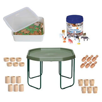 JUTTER & Co. Ready to Play Speelpakket met Speelrijst - Tuff Tray Peuter/Kleuter 'de Boerderij'