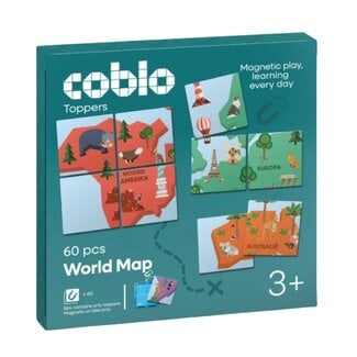 Coblo Magnetische Toppers - Wereldkaart (60-delig)