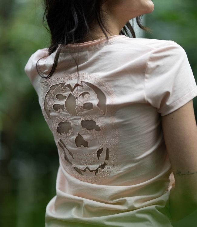 T-Shirt PERFORADA Black and Gold Pale Peach