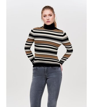 ONLY T-Shirt KAROL ROLLNECK Only (NOOS) BLACK STRIPE WHITECAP