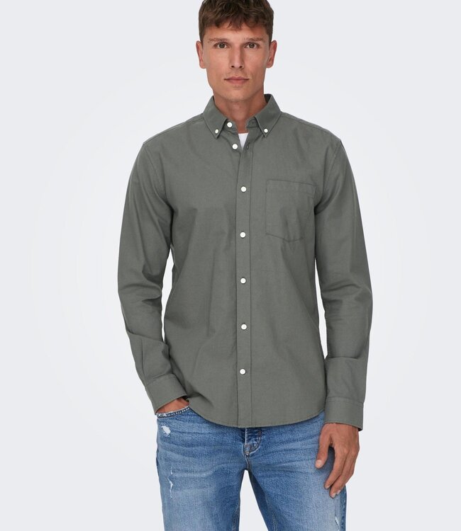 ONLY & SONS Hemd NEIL OXFORD Only & Sons (NOOS) CASTOR GRAY