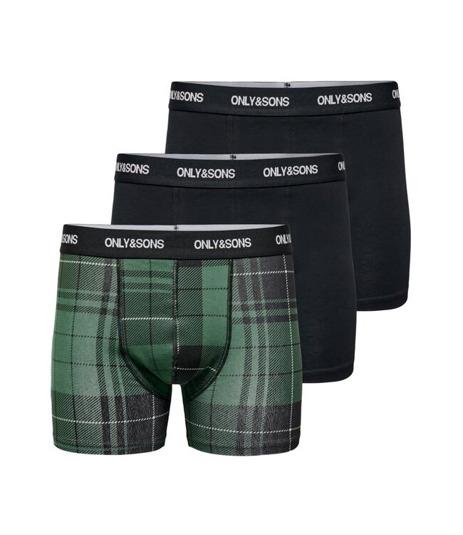 ONLY & SONS Boxer FITZ TRUNK 3 PACK Only & Sons ROSIN - BLACK