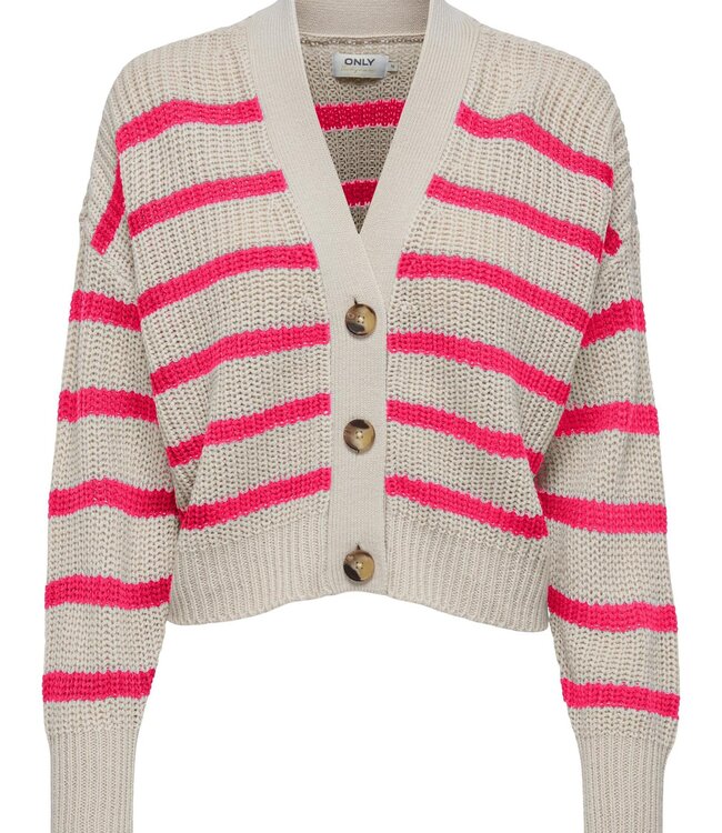 ONLY Gilet Cardigan CAROLNICE STRIPE  Only Dames (NOOS) PUMICE STONE