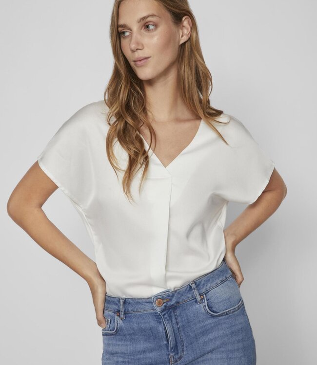 VILA Blouse ELLETTE V-NECK Vila SNOW WHITE