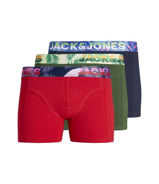 JACK & JONES KIDS Boxer PAW 3 PACK Jack & Jones TRUE RED DARK GREEN NAVY BLAZER