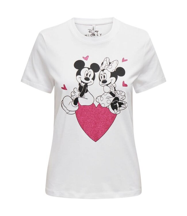 ONLY T-Shirt MICKEY ONLY WHITE GLITTER HEART