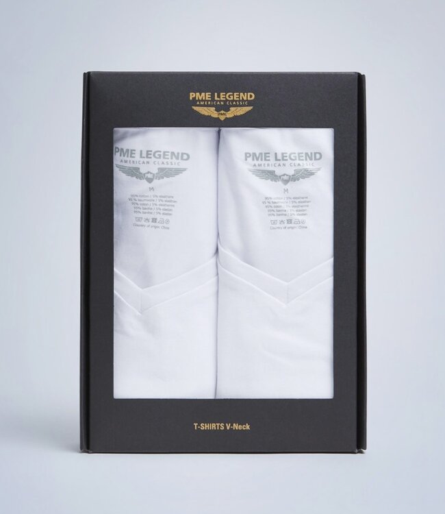 PME LEGEND T shirt 2 Pack V-Hals PME LEGEND WHITE