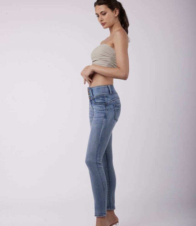 TOXIK3 Broek Toxik3 jeans Hoge tai Skinny Knoopjes vooraan H2612-1