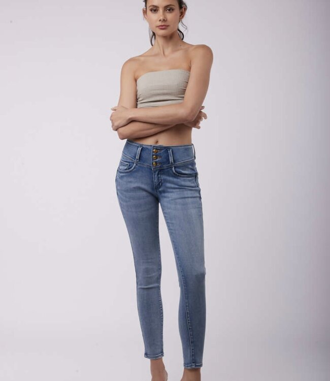 TOXIK3 Broek Toxik3 jeans Hoge tai Skinny Knoopjes vooraan H2612-1