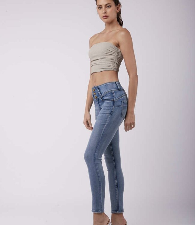 TOXIK3 Broek Toxik3 jeans Hoge tai Skinny Knoopjes vooraan H2612-1