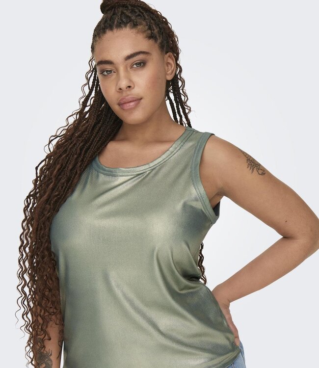 ONLY CARMAKOMA Top SOL GLITTER RIB Carmakoma HEDGE GREEN