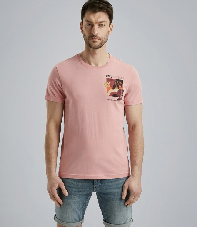 PME LEGEND T-Shirt PME LEGEND R-Neck Jersey BACK PRINT PLAY BLUSH