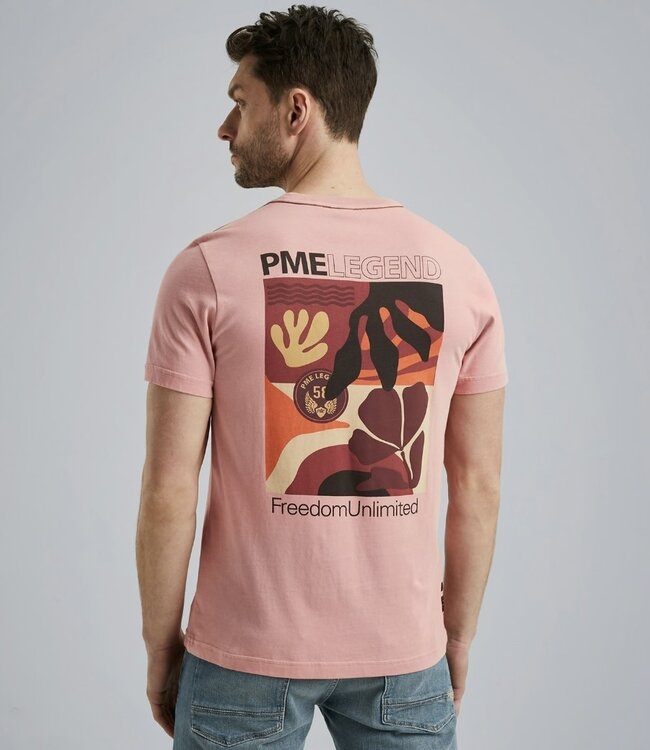 PME LEGEND T-Shirt PME LEGEND R-Neck Jersey BACK PRINT PLAY BLUSH