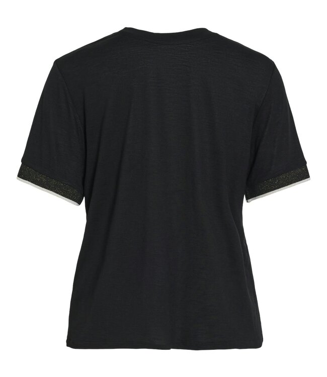 VILA T-Shirt NOEL DEEP V-NECK Vila BLACK BEAUTY