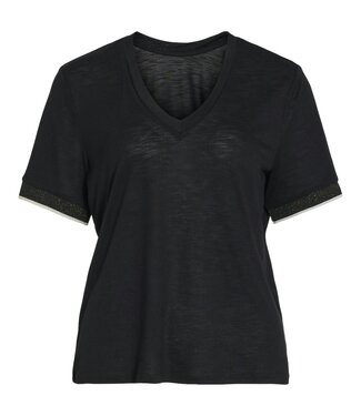 VILA T-Shirt NOEL DEEP V-NECK Vila BLACK BEAUTY