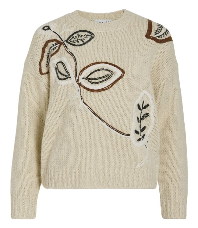 VILA Pull BRIDA EMBROIDERY VILA RUBBER EN WHITE