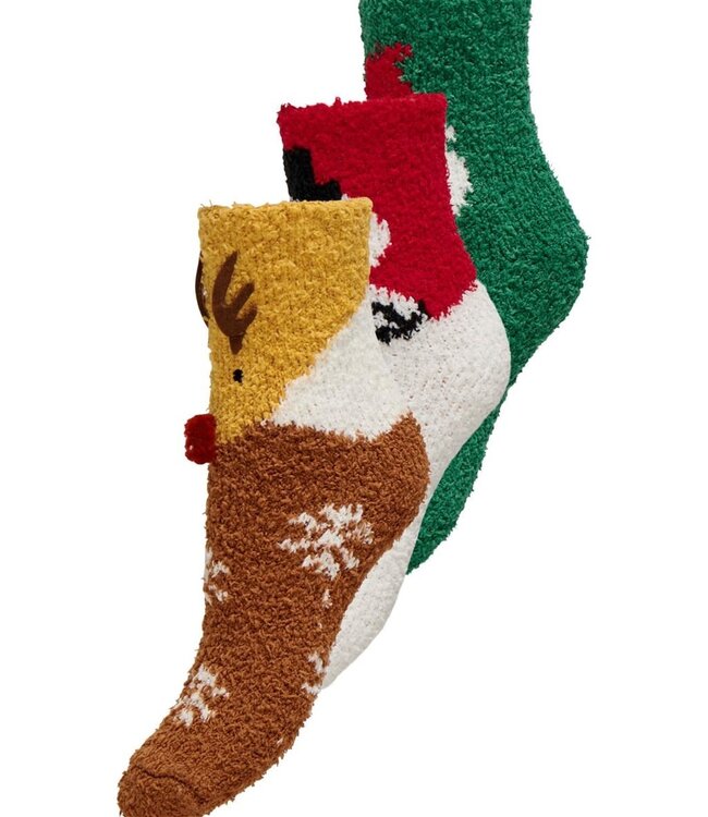 ONLY Sokken CHRISTMAS CHINELL 3 SOCK BOX ONLY GREEN JACKET