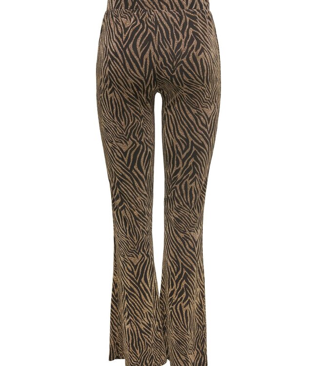 ONLY Broek SHINY FLARED GLITTER ONLY ZEBRA GOLD