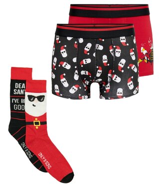 ONLY & SONS Box  X MAS 2 SOCKS EN 2 BOXER ONLY & SONS HAUTE RED