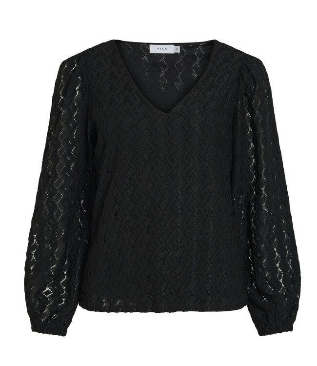 VILA Blouse FERYA V-NECK VILA BLACK BEAUTY