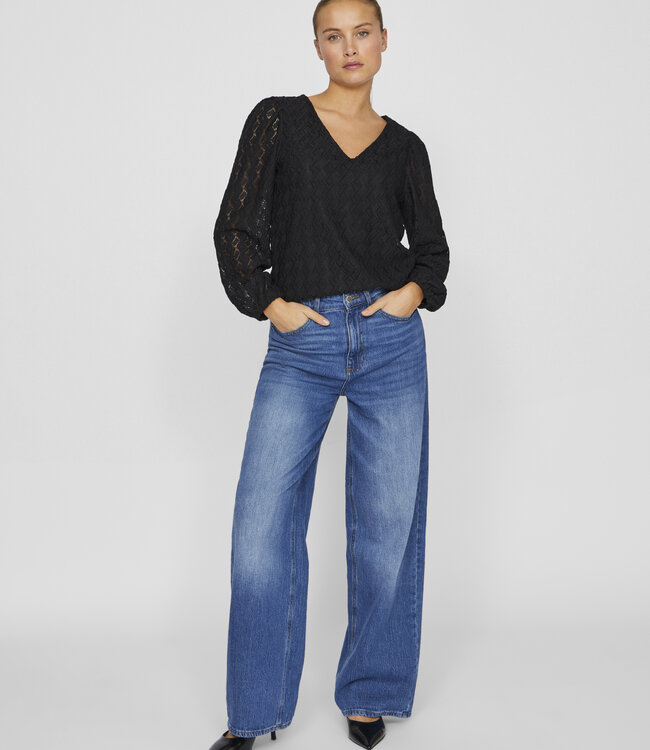 VILA Blouse FERYA V-NECK VILA BLACK BEAUTY