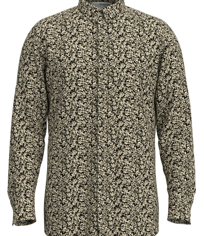 SELECTED HOMME Hemd SLIM ETHAN PRINT SELECTED HOMME ANTHRACITE LEAVES