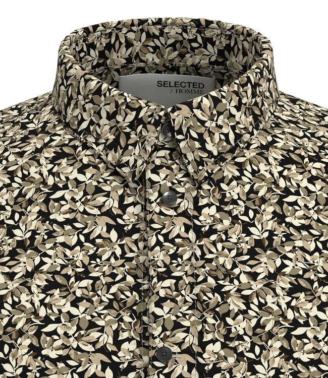 SELECTED HOMME Hemd SLIM ETHAN PRINT SELECTED HOMME ANTHRACITE LEAVES