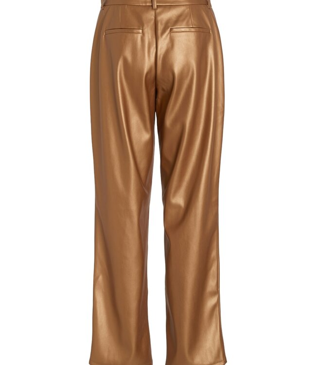 VILA Broek SILLIVER PU LEATHER VILA BROWN